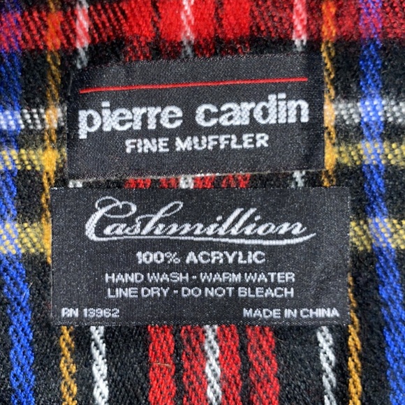 Vintage mens Pierre Cardin fine muffler Casmillion Plaid scarf - Picture 4 of 4